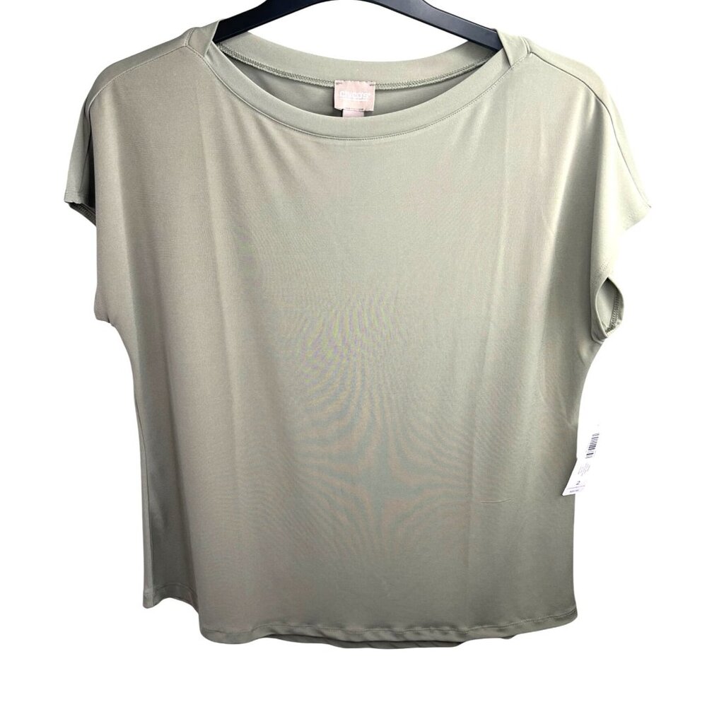 Chicos Womens Sage Green Short Sleeve Top Size 2